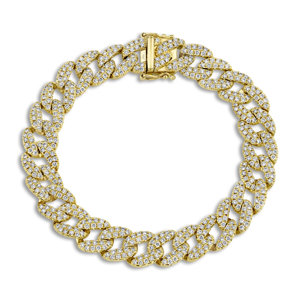 Shy Creation Diamond Pave Curb Bracelet 4 ct tw Round 14K Yellow Gold 7" SC55010095 Rrs1DwhJ