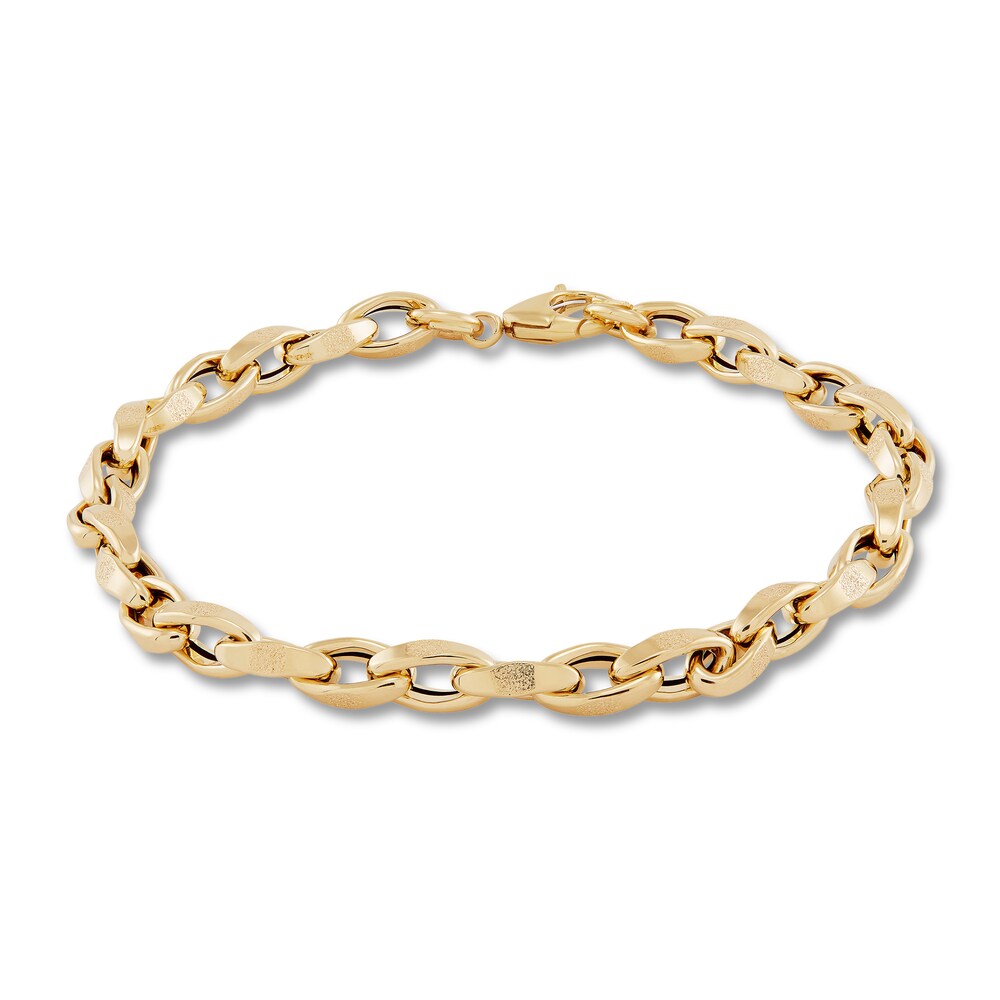 Italia D'Oro Men's Oval Link Bracelet 14K Yellow Gold 9" S2M3eo2G