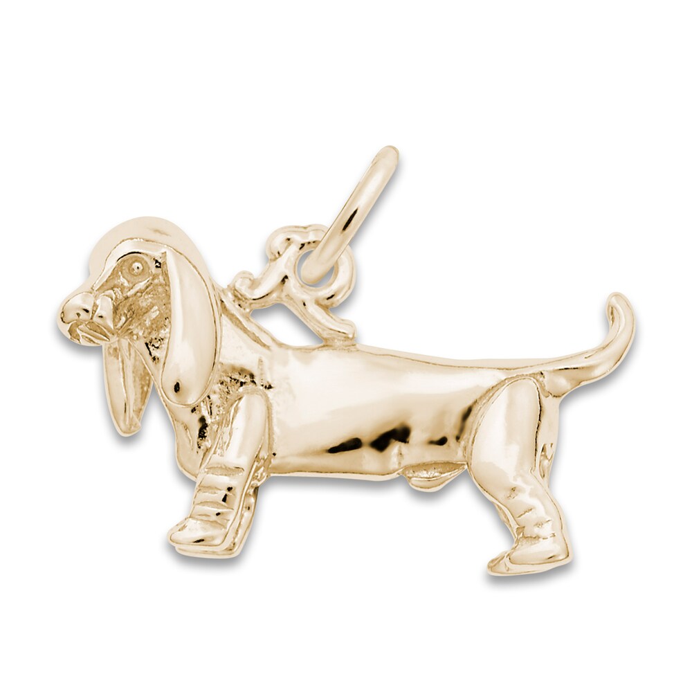 Basset Hound Charm 14K Yellow Gold S8OGrsq7