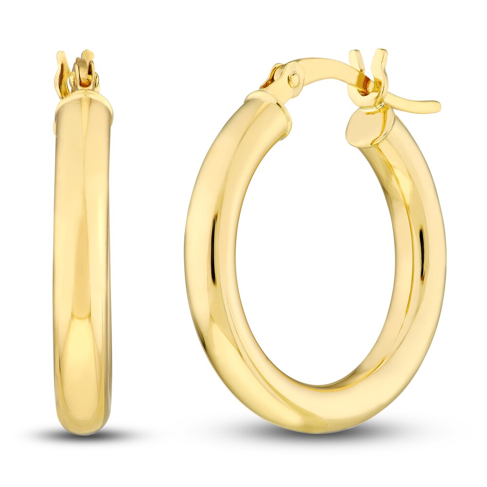 Polished Hoop Earrings 14K Yellow Gold 20mm S9FGJbAR