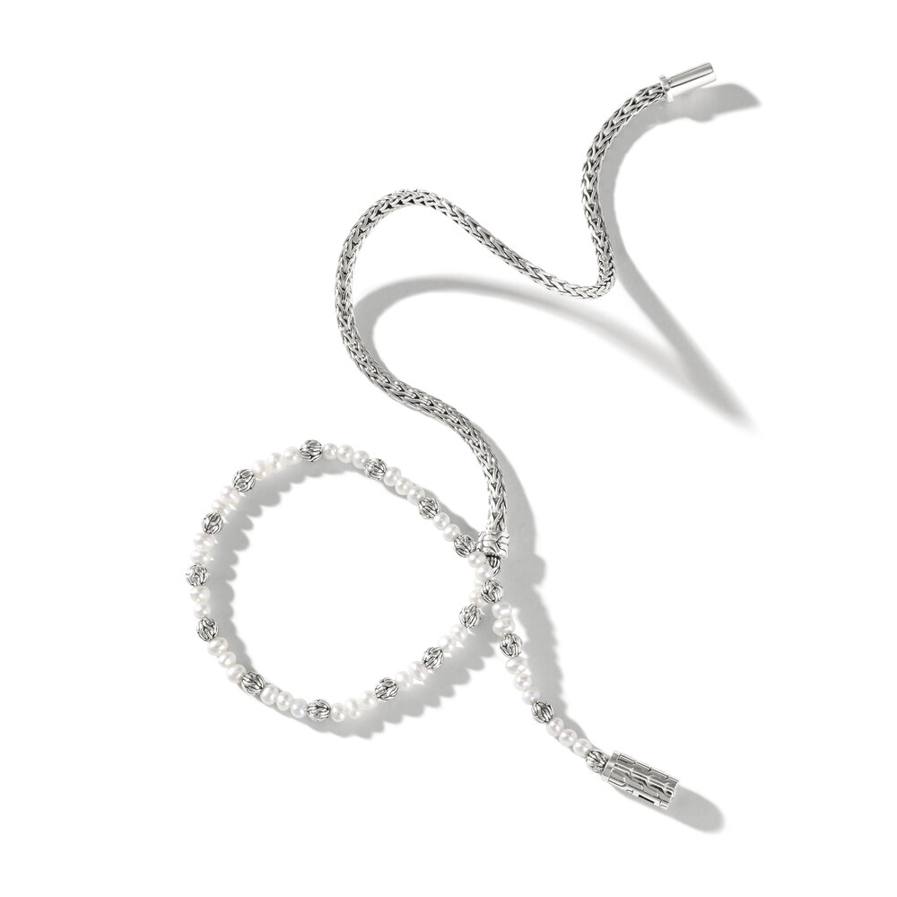 John Hardy Cultured Freshwater Pearl Double Wrap Bracelet Sterling Silver 14\" SA8XlhWy