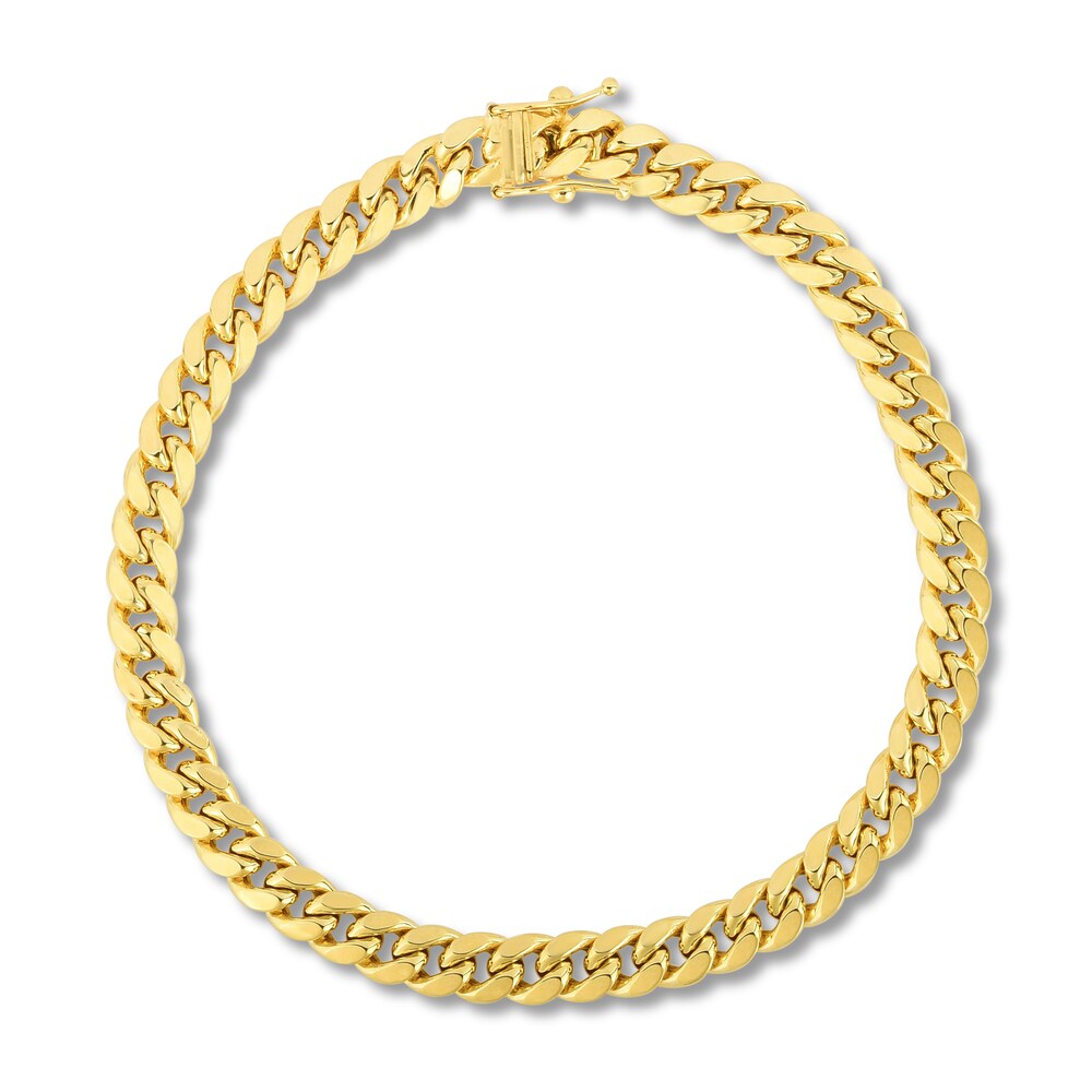 Semi-Solid Miami Cuban Link Bracelet 14K Yellow Gold 8.5" SAgHDBvq