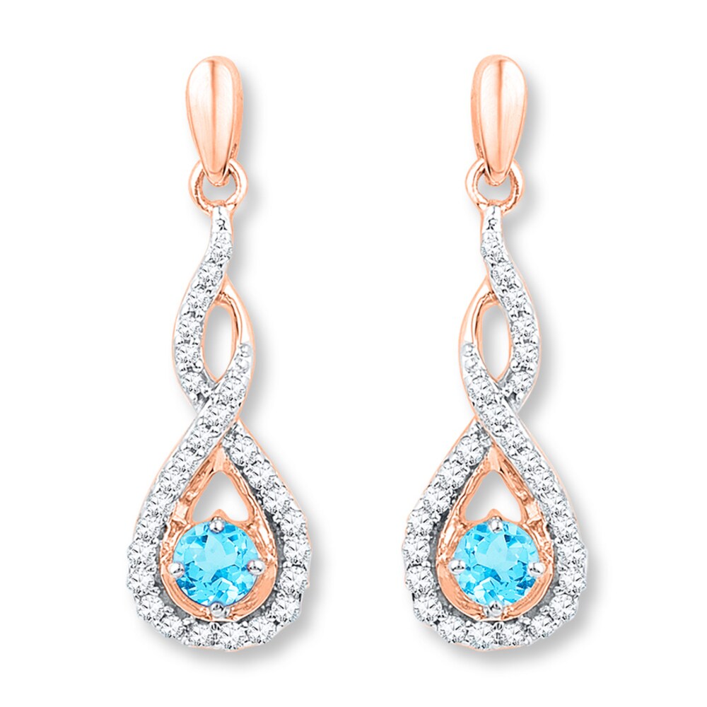 Blue Topaz Earrings 1/4 ct tw Diamonds 10K Rose Gold SKIsfZNN