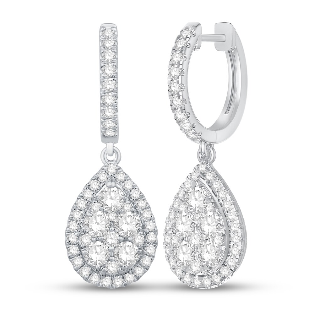 Diamond Dangle Earrings 1-3/4 ct tw Round 14K White Gold SMTvDxxJ