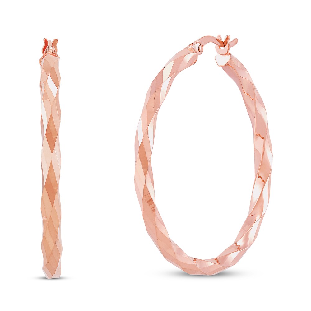 Twisted Hoop Earrings 10K Rose Gold ST7tpX7m