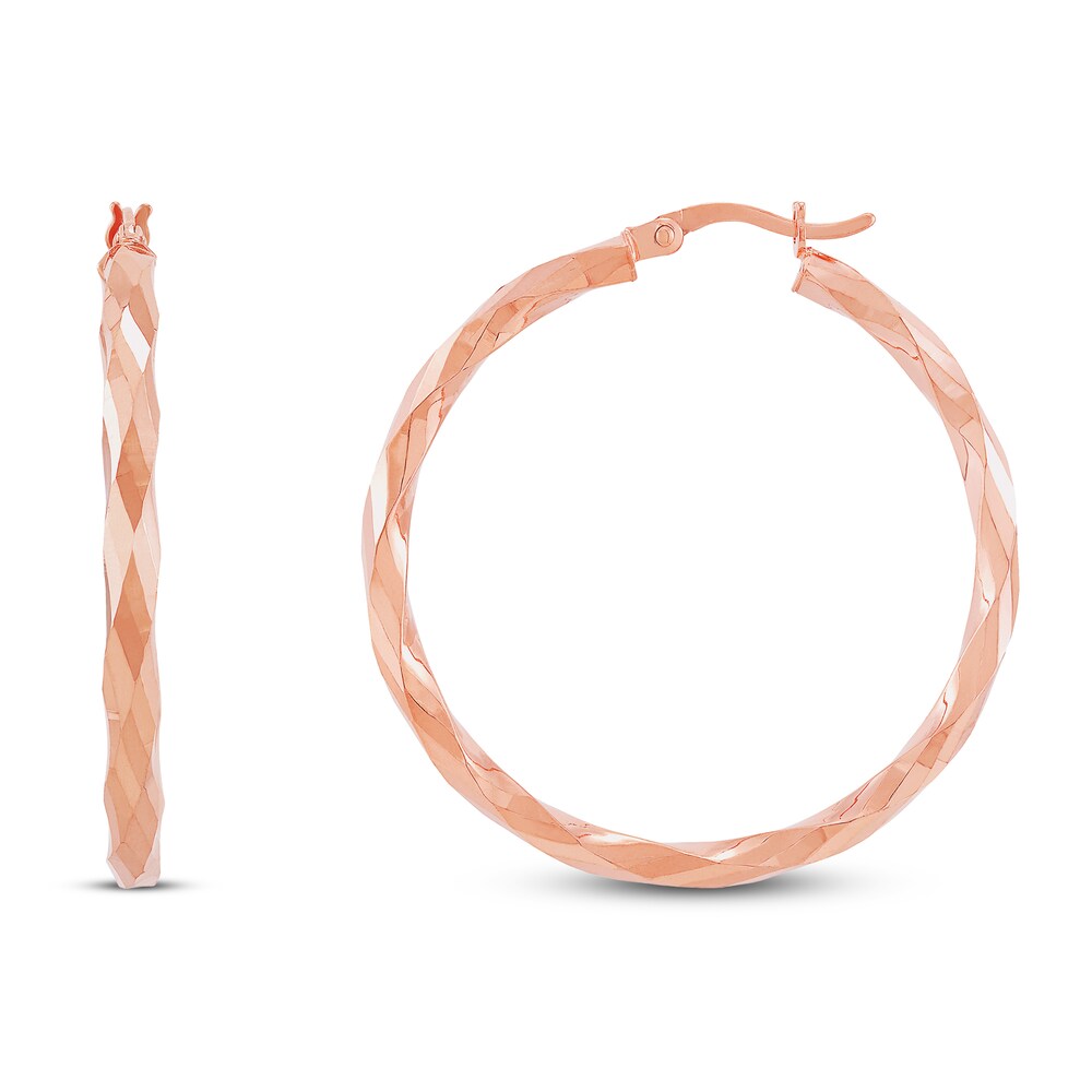 Twisted Hoop Earrings 10K Rose Gold ST7tpX7m