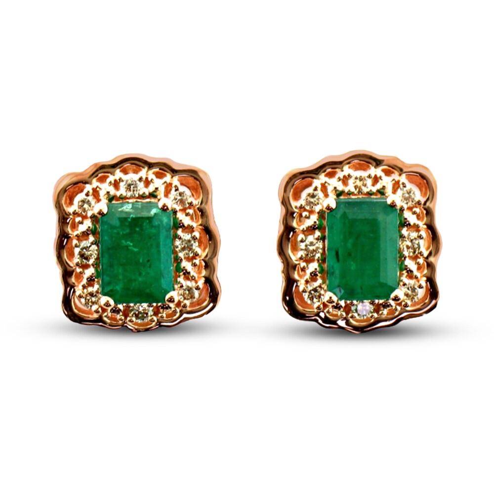Le Vian Natural Emerald Earrings 1/4 ct tw Diamonds 14K Strawberry Gold STGnc0TW