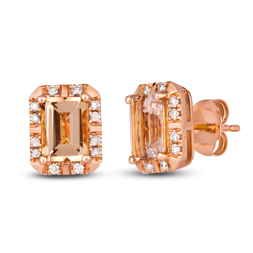 Le Vian Natural Morganite Stud Earrings 1/6 ct tw Diamonds 14K Strawberry Gold SWizJ4xM