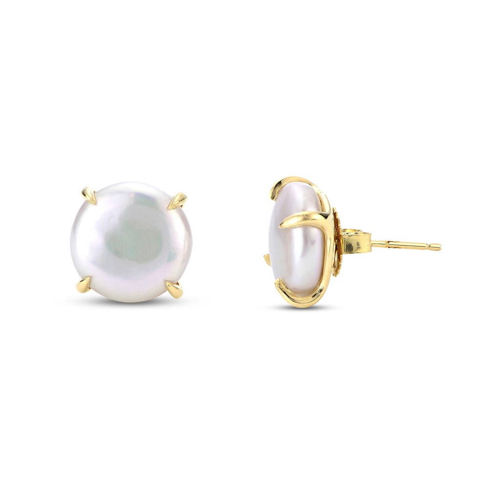 Cultured Freshwater Pearl Stud Earrings 14K Yellow Gold SYC0EVl5