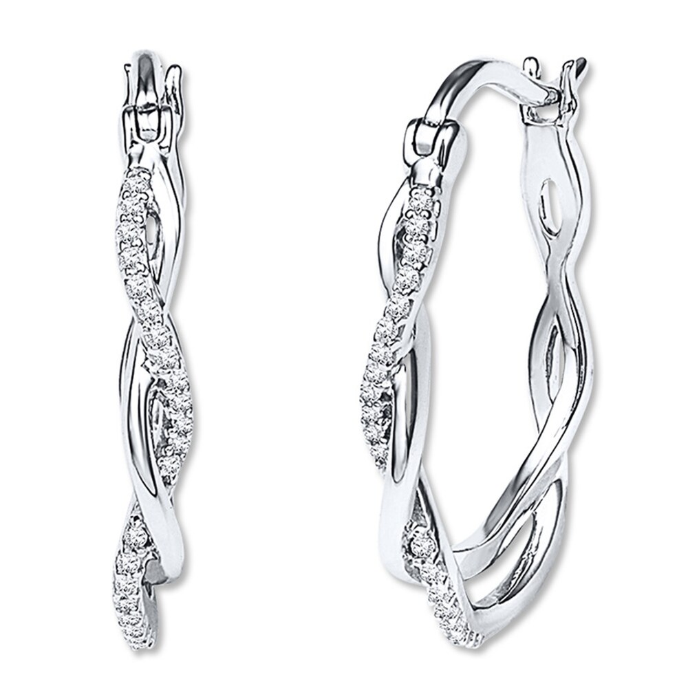 Diamond Hoop Earrings 1/8 ct tw Round-cut Sterling Silver SZaSr1iZ