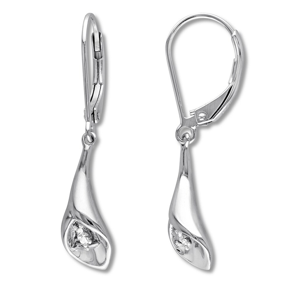 Calla Lily Earrings with Diamonds Sterling Silver SazFLF8k