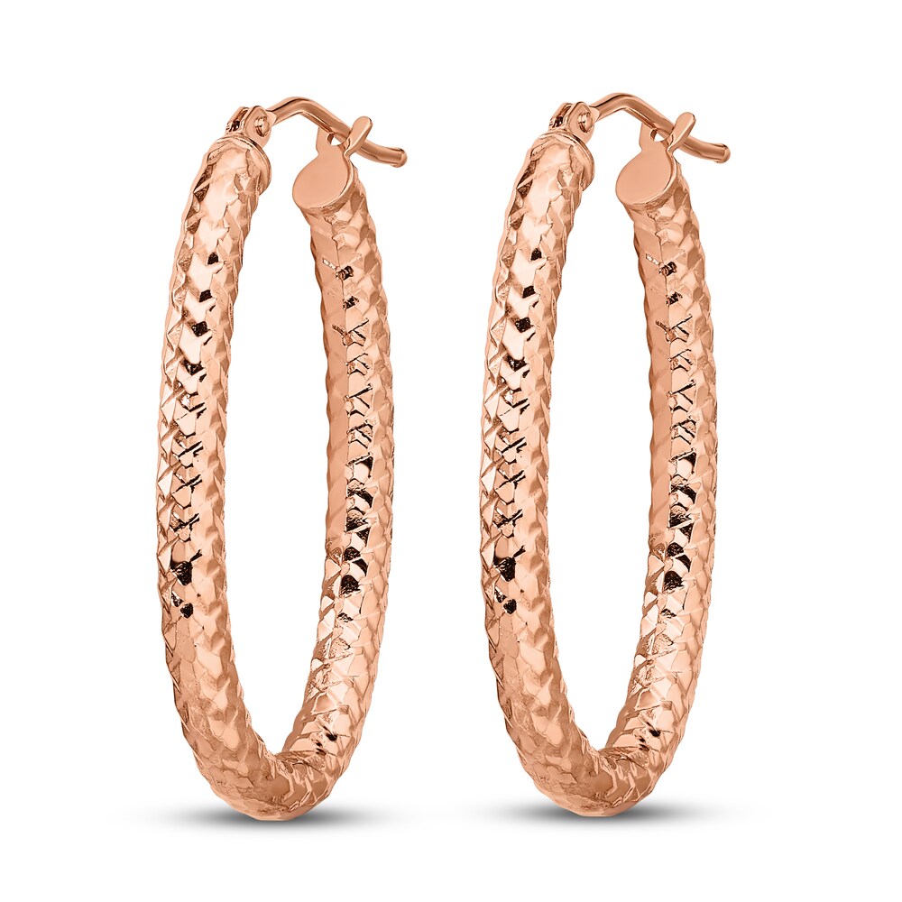 Polished and Textured Hoop Earrings 14K Rose Gold Sf1XiIHb