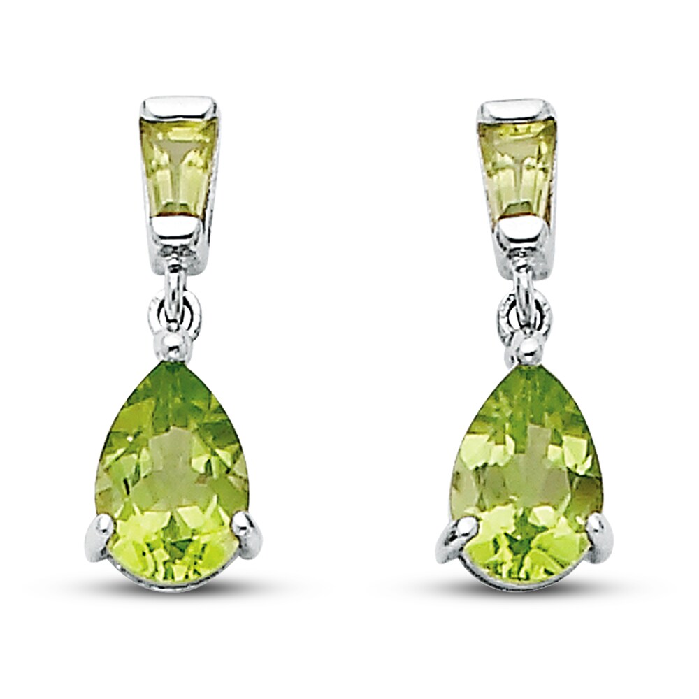 Peridot Earrings 14K White Gold SfCqJY55