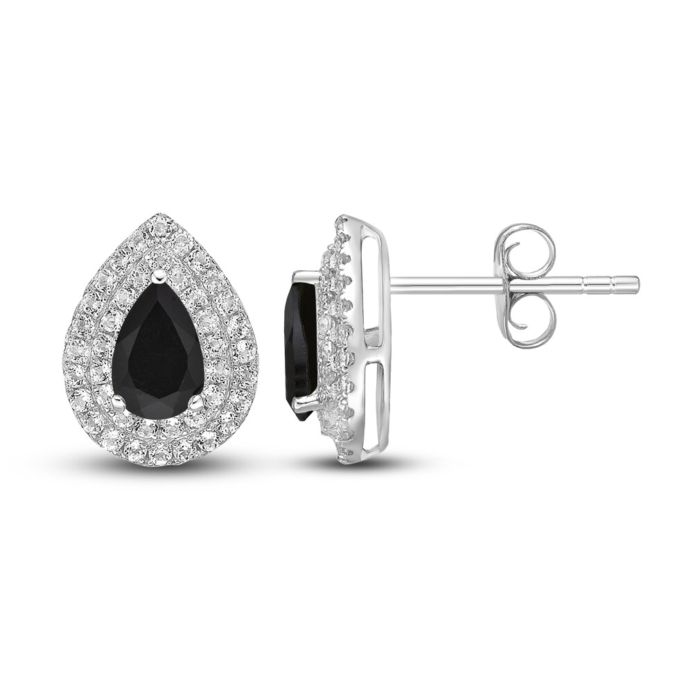 Natural Onyx & Natural White Topaz Drop Earrings Sterling Silver Sgqre1GH