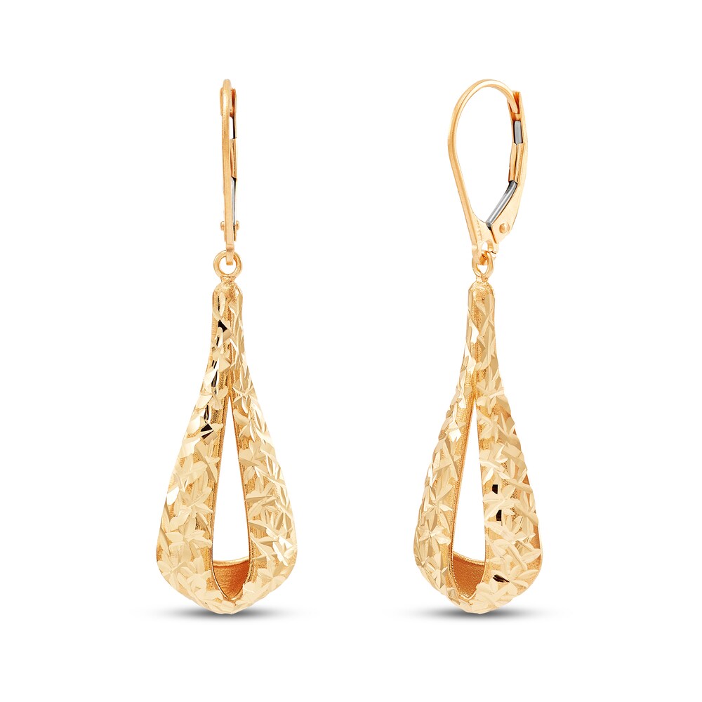 Italia D'Oro Textured Hoop Dangle Earrings 14K Yellow Gold SgzEGPXY
