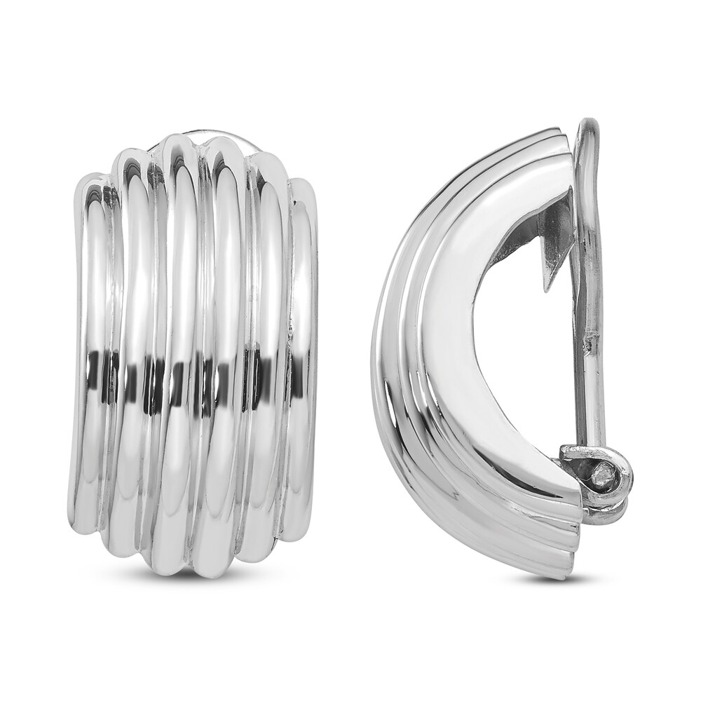 Clip-On Ball Hoop Earrings 14K White Gold Slt6FnC9