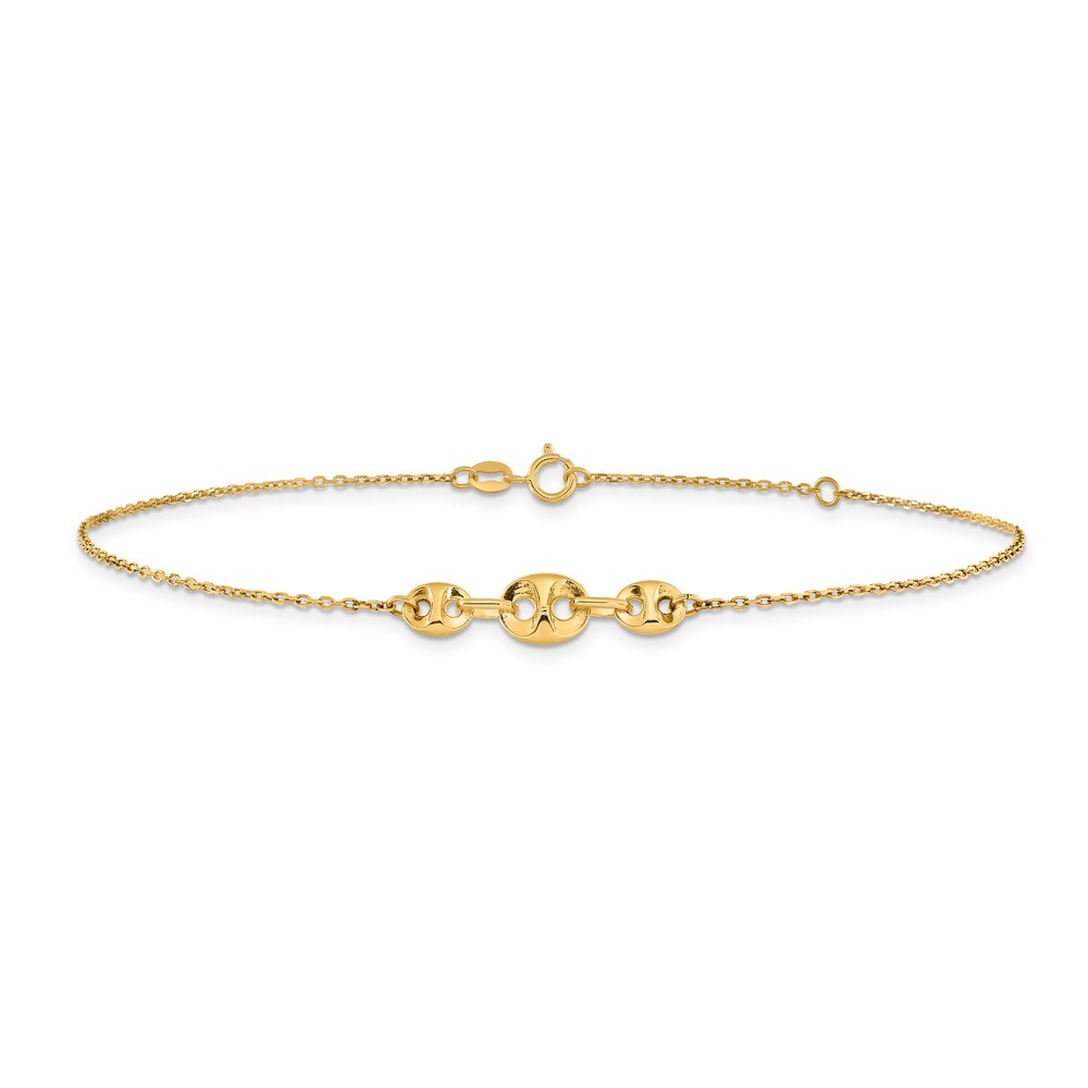 Fancy Link Anklet 14K Yellow Gold 9" SnGh6Spc