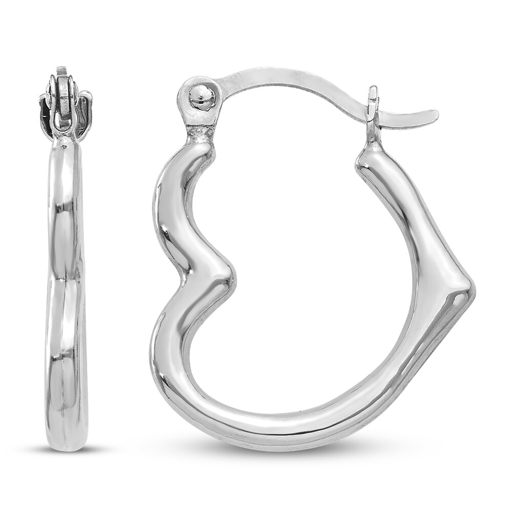 Heart Hoop Earrings 14K White Gold SowYozOl