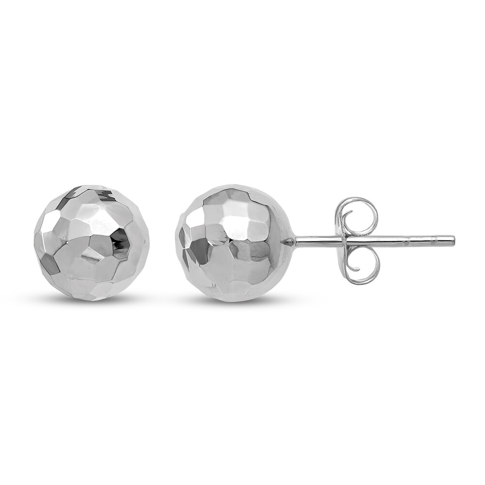 Faceted Ball Stud Earrings 14K White Gold SpRzy95d