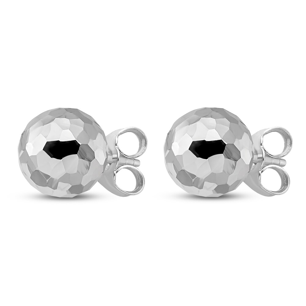 Faceted Ball Stud Earrings 14K White Gold SpRzy95d