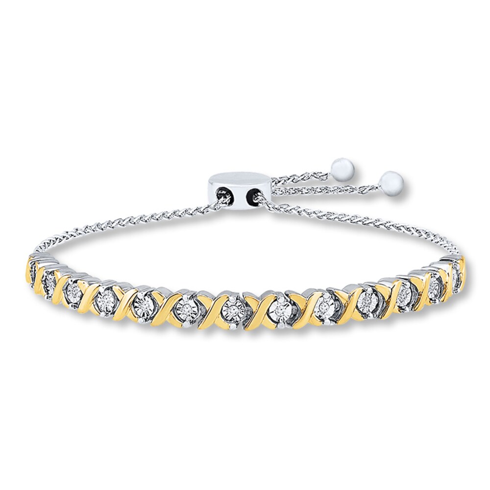 Bolo Bracelet 1/8 ct tw Diamonds Sterling Silver/10K Gold Sq9wlAZI