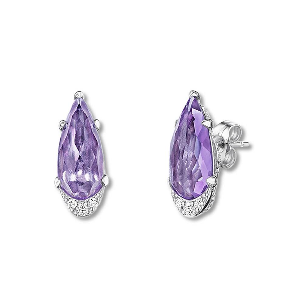 Tacori Amethyst Earrings Diamond Accents Sterling Silver St33TkwW