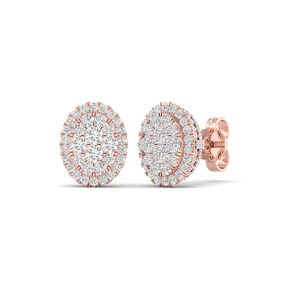 Colorless Diamond Earrings 1 ct tw Round 14K Rose Gold StmUph1C