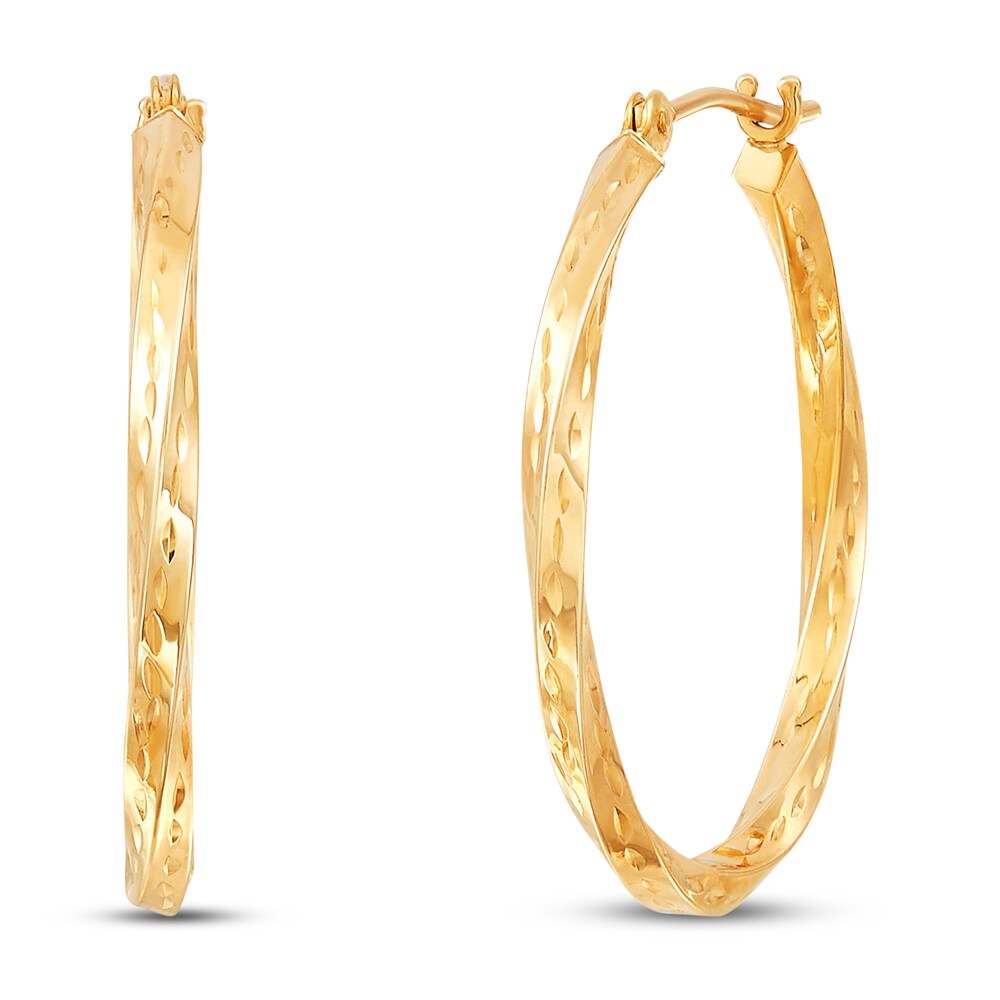 Twisted Hoop Earrings 10K Yellow Gold StwrjFUL