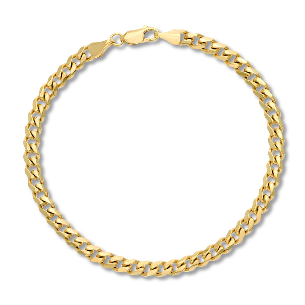 Cuban Link Chain Bracelet 14K Yellow Gold 7.25" Swvqwck6