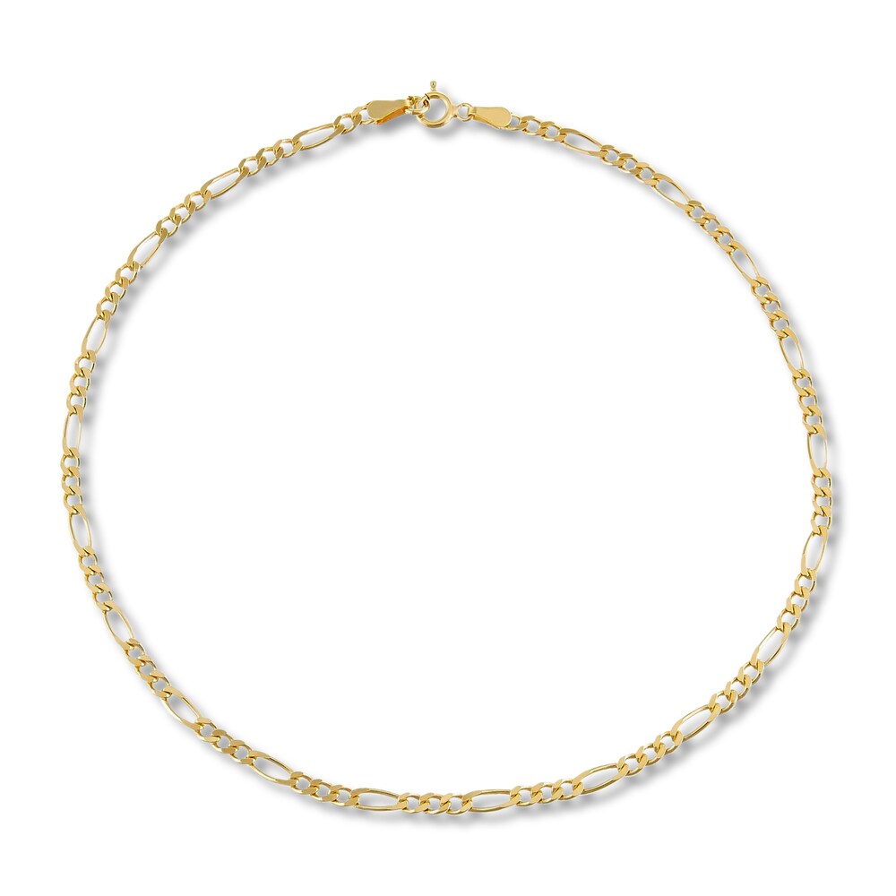 Figaro Chain Anklet 14K Yellow Gold 10\" SxRCn7Zl