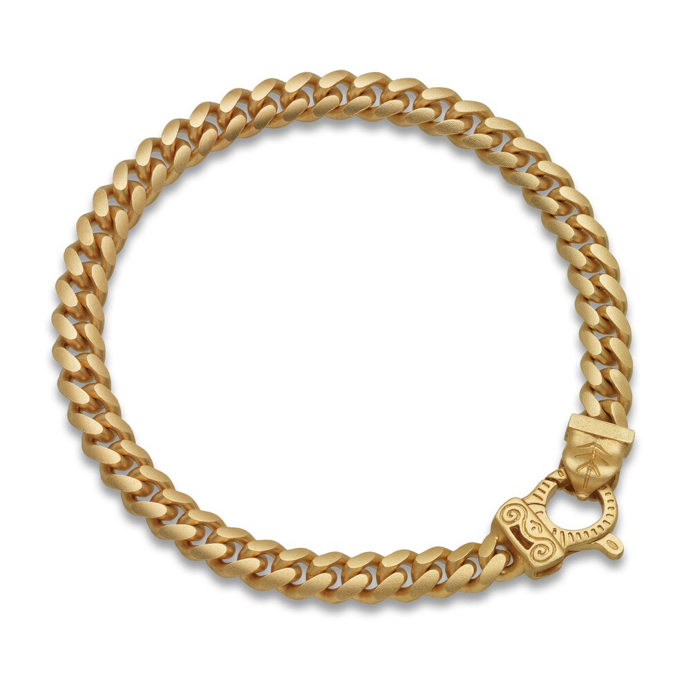 Marco Dal Maso Men's Thin Cuban Link Bracelet Sterling Silver/18K Yellow Gold-Plated 8" T0KgAfIr