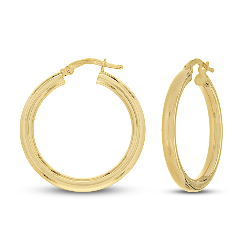 High Polish Hoop Earrings 14K Yellow Gold T1m8WRbd