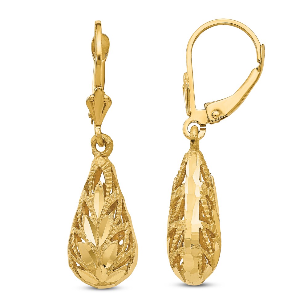 Diamond-Cut Dangle Earrings 14K Yellow Gold T20CSguk