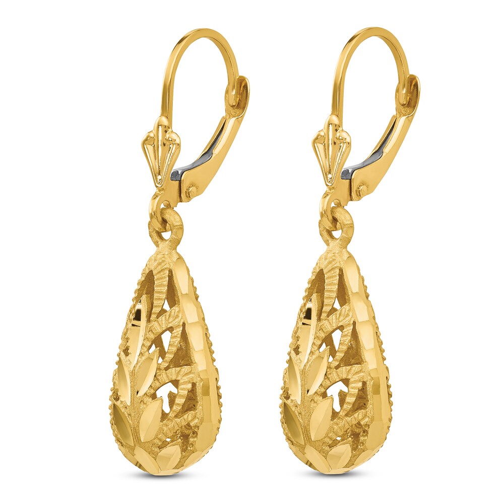 Diamond-Cut Dangle Earrings 14K Yellow Gold T20CSguk