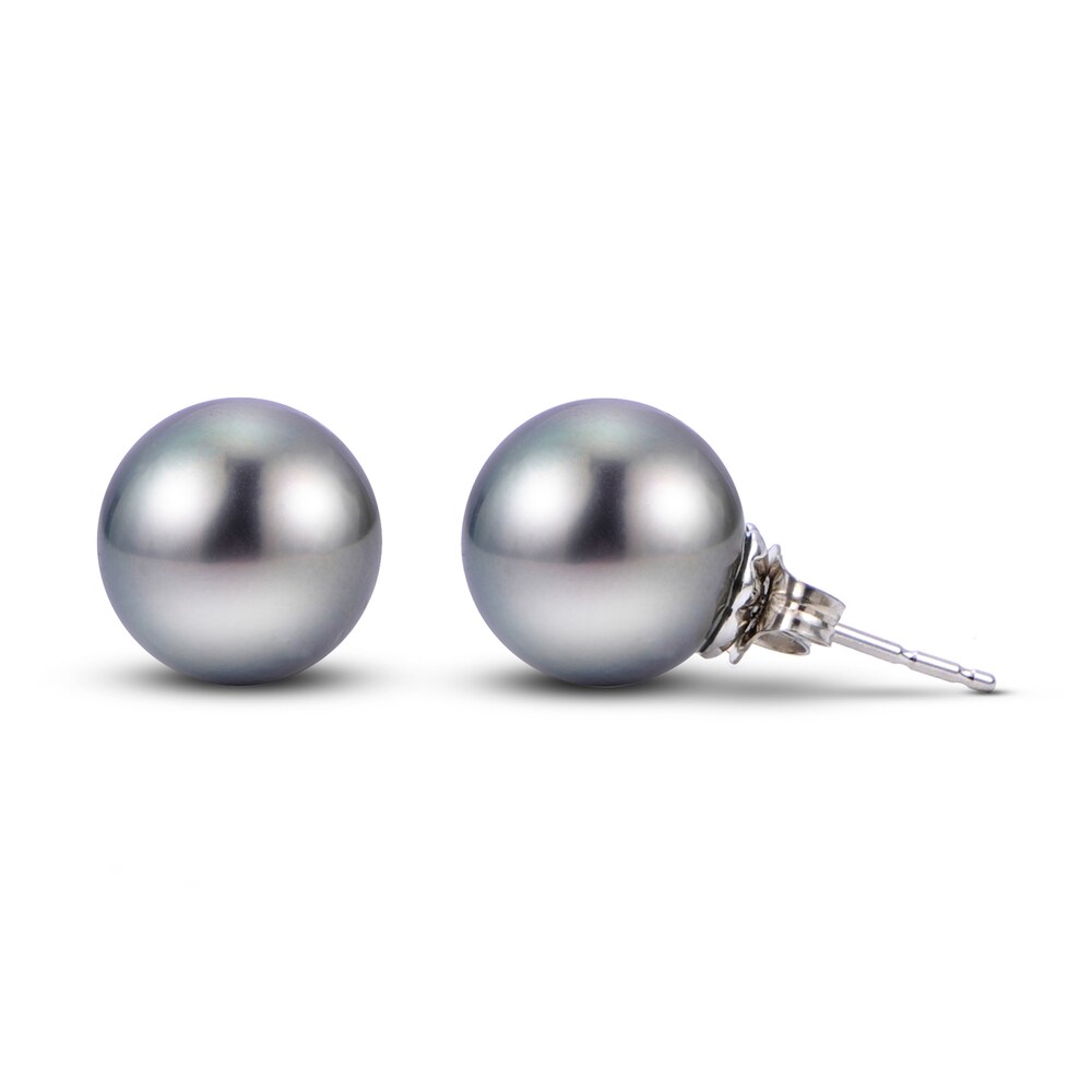 Tahitian Cultured Pearl Stud Earrings 14K White Gold T3mB0fMH