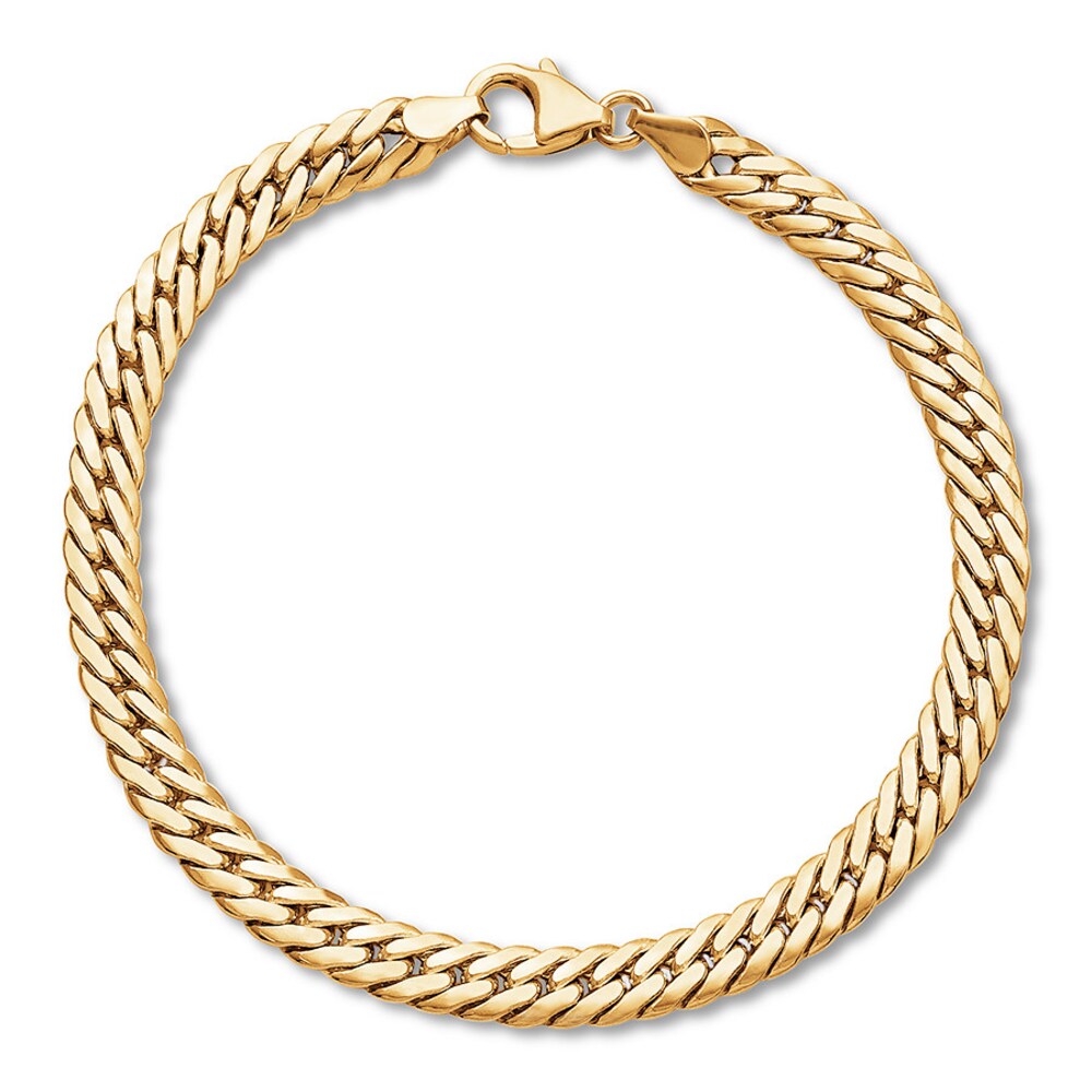 Double Curb Link Bracelet 10K Yellow Gold 8.5" Length T6x6L1sZ