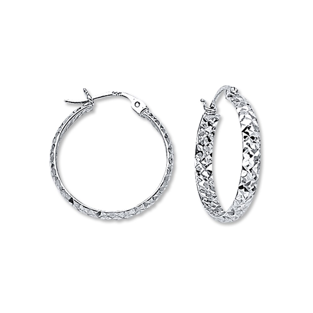 Hoop Earrings 14K White Gold 20mm T83ErfAi