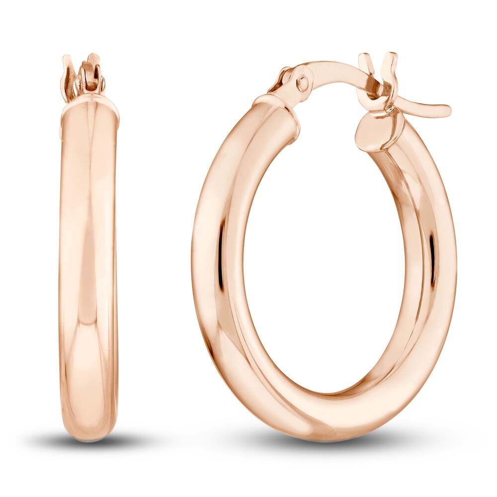 Polished Hoop Earrings 14K Rose Gold 20mm T8L6X5Gv