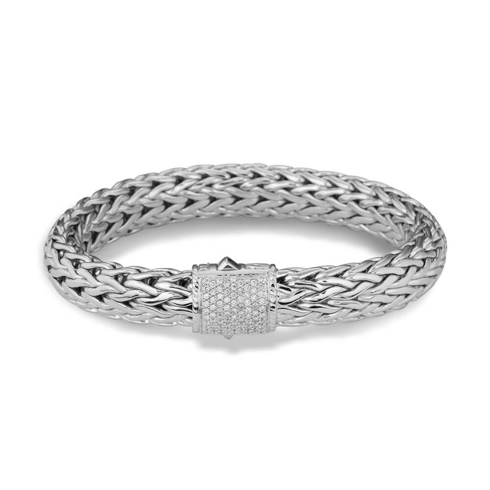 John Hardy Classic Chain 10.5MM Bracelet in Silver with Diamonds, Small TDynYx4r