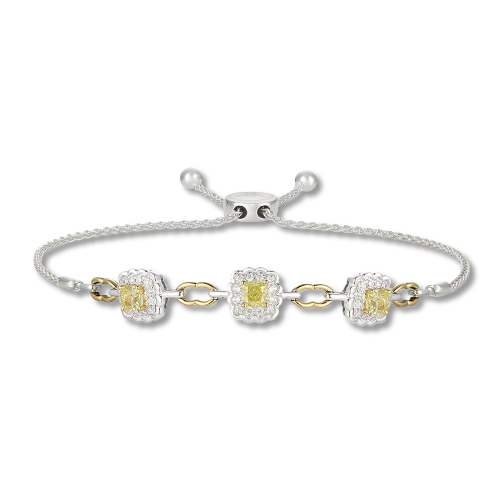 Le Vian Sunny Yellow Diamond Bolo Bracelet 1-3/4 ct tw Round 14K Two-Tone Gold TEWZ5OK7
