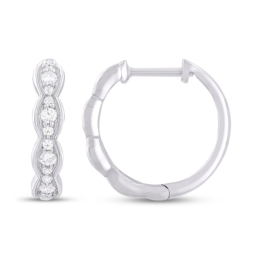 Diamond Hoop Earrings 1/4 ct tw Round 10K White Gold TEdsQ37t