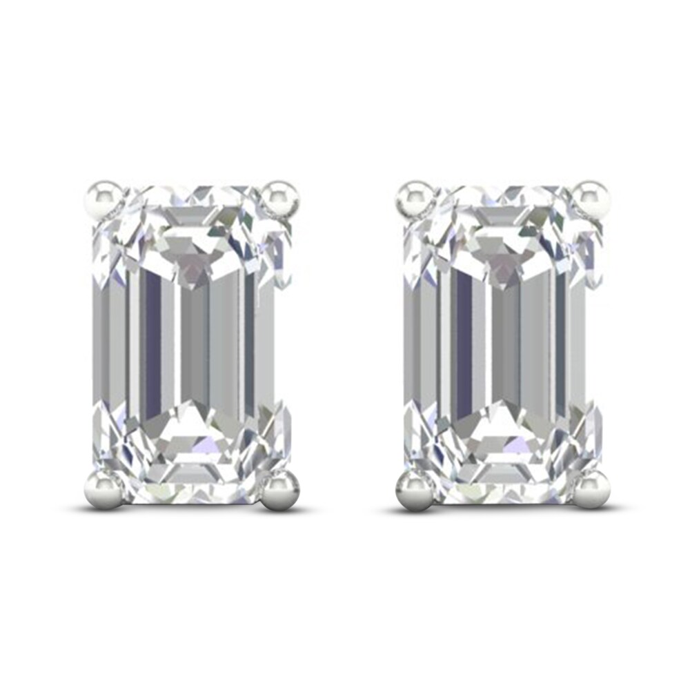 Diamond Stud Earrings 1/2 ct tw Emerald 14K White Gold TFGvsvt3