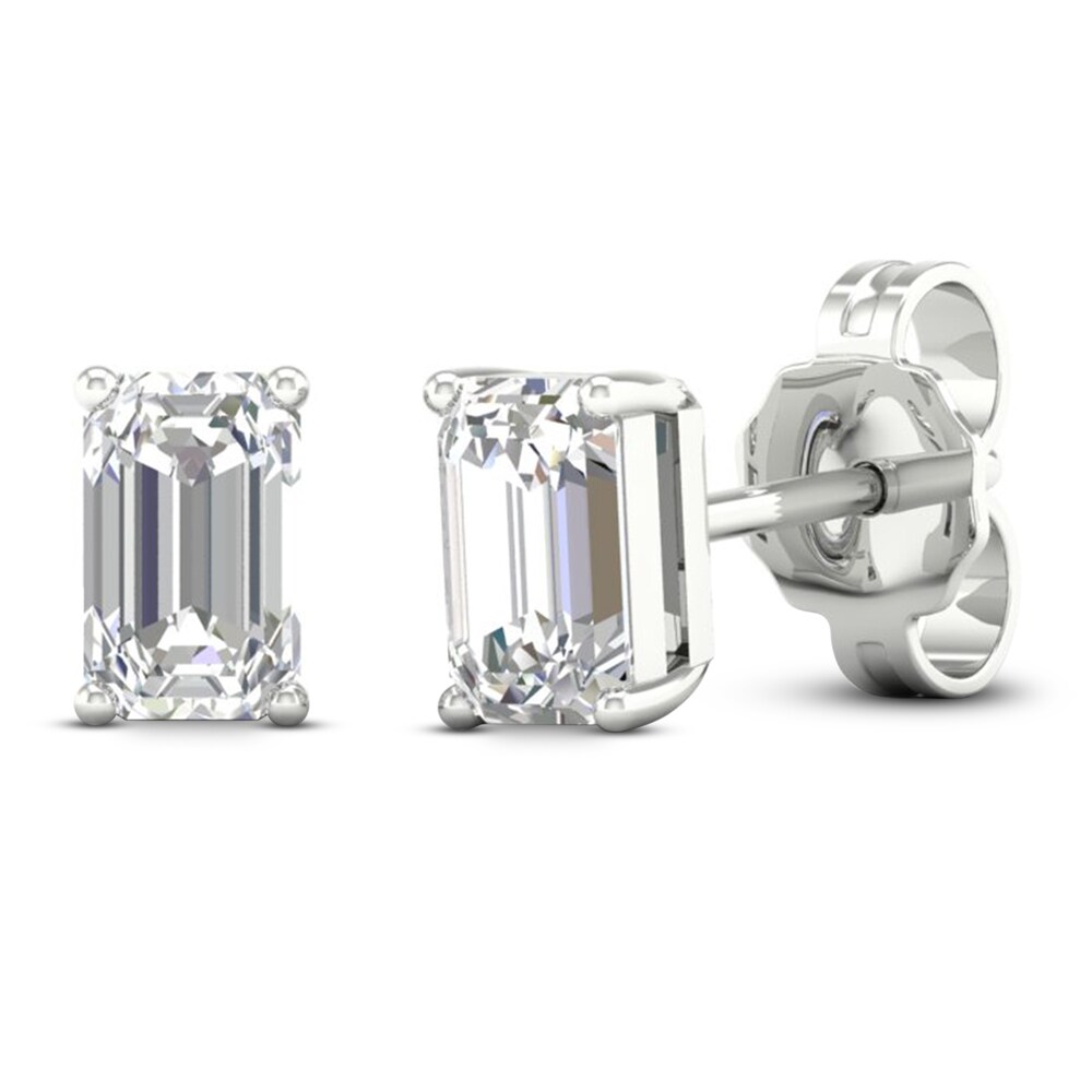 Diamond Stud Earrings 1/2 ct tw Emerald 14K White Gold TFGvsvt3