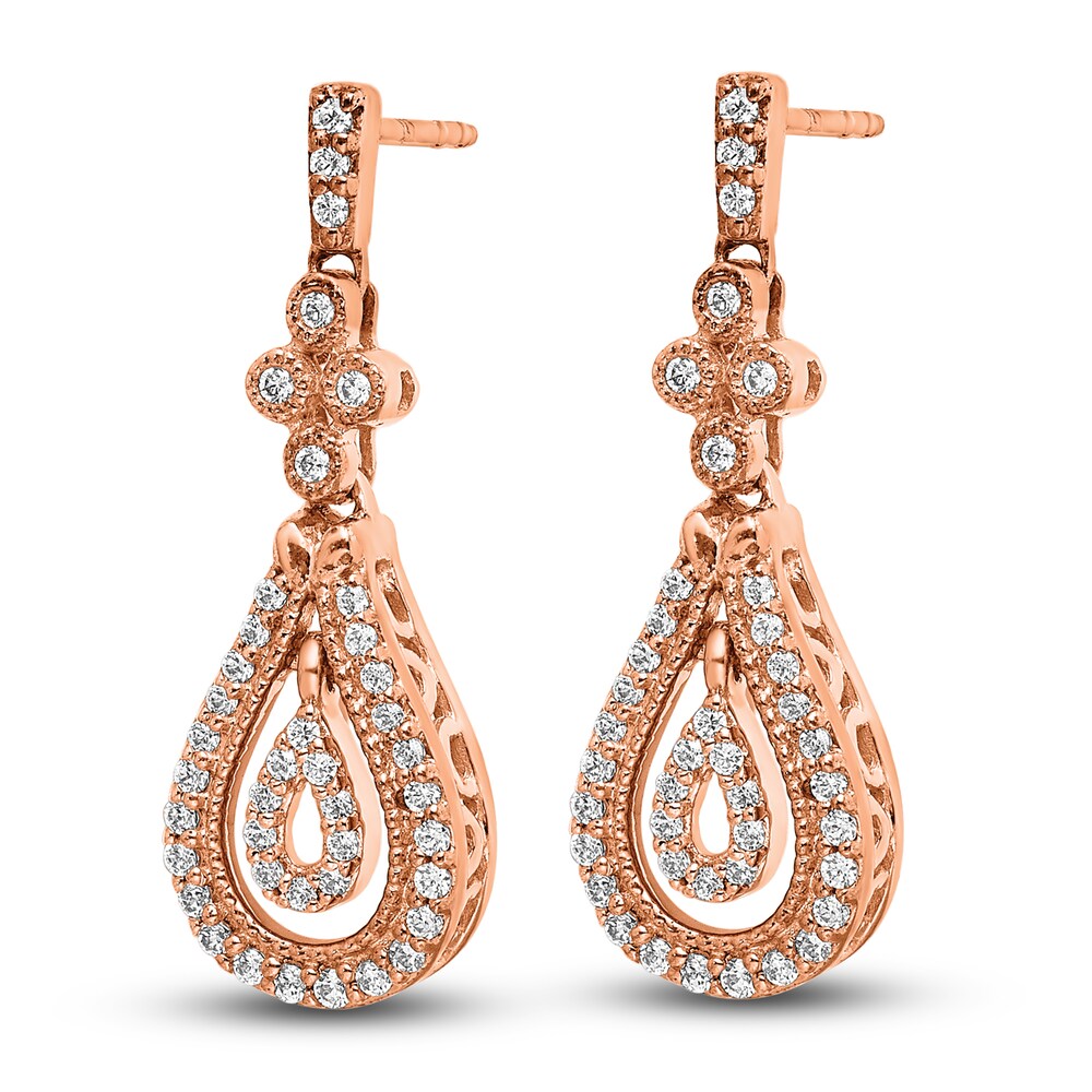 Diamond Dangle Earrings 3/8 ct tw Round 14K Rose Gold TFsKyn6x