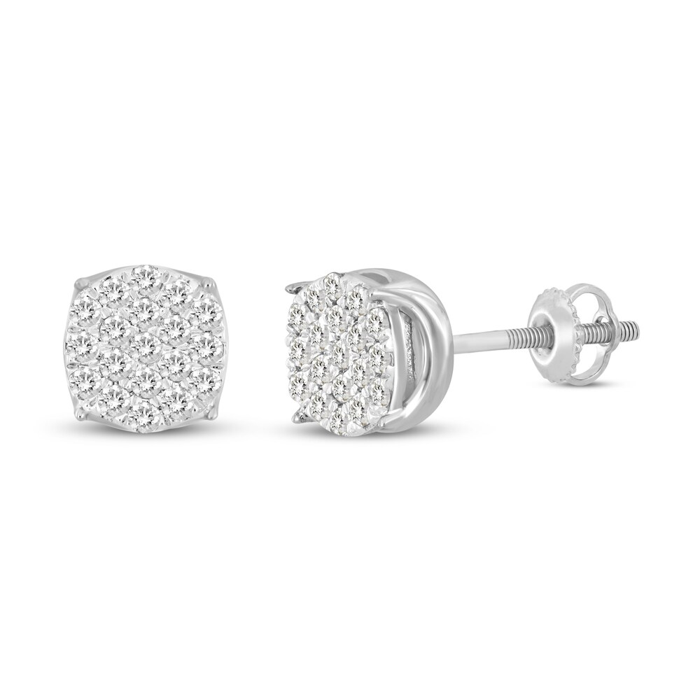 Men's Diamond Stud Earrings 1/3 ct tw Round 10K White Gold THvPBl36