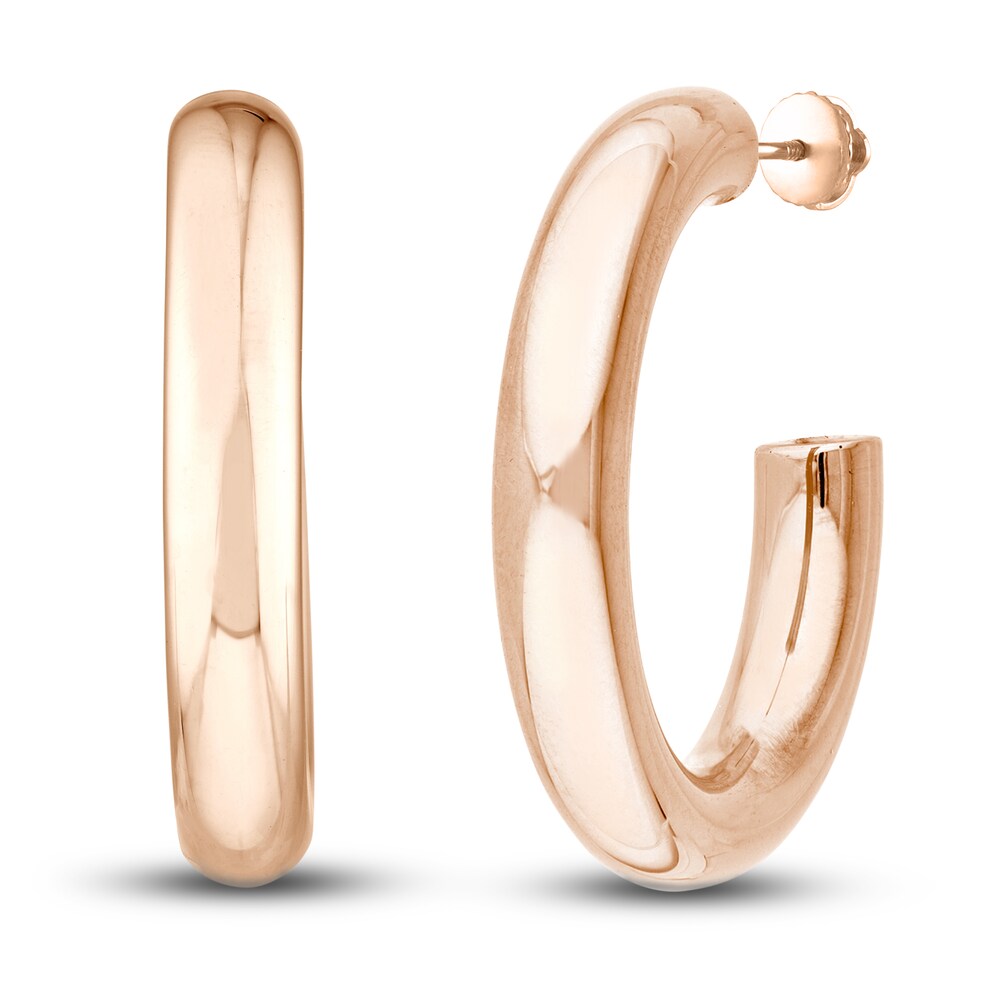 Polished Open Hoop Earrings 14K Rose Gold 30mm TMwYRXHd