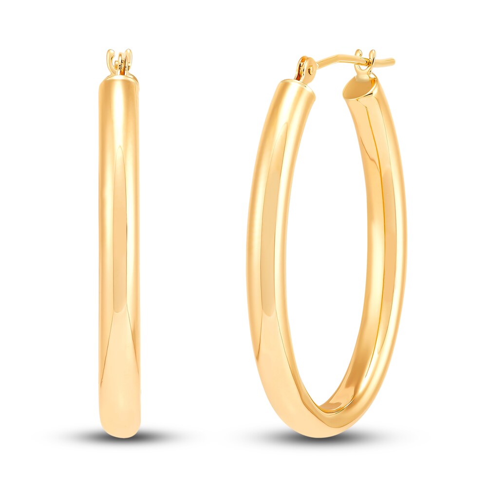 Oval Tube Hoop Earrings 10K Yellow Gold TS81SS1z