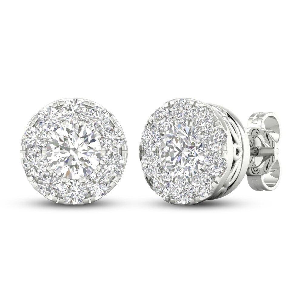 Lab-Created Diamond Stud Earrings 1-1/2 ct tw Round 14K White Gold TWNtFD87