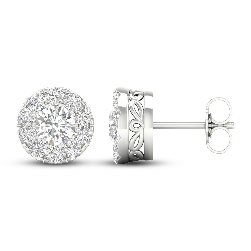 Lab-Created Diamond Stud Earrings 1-1/2 ct tw Round 14K White Gold TWNtFD87