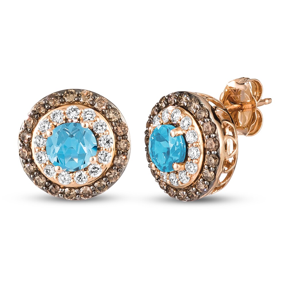 Le Vian Natural Blue Topaz Earrings 7/8 ct tw Diamonds 14K Strawberry Gold TXCMHq9E